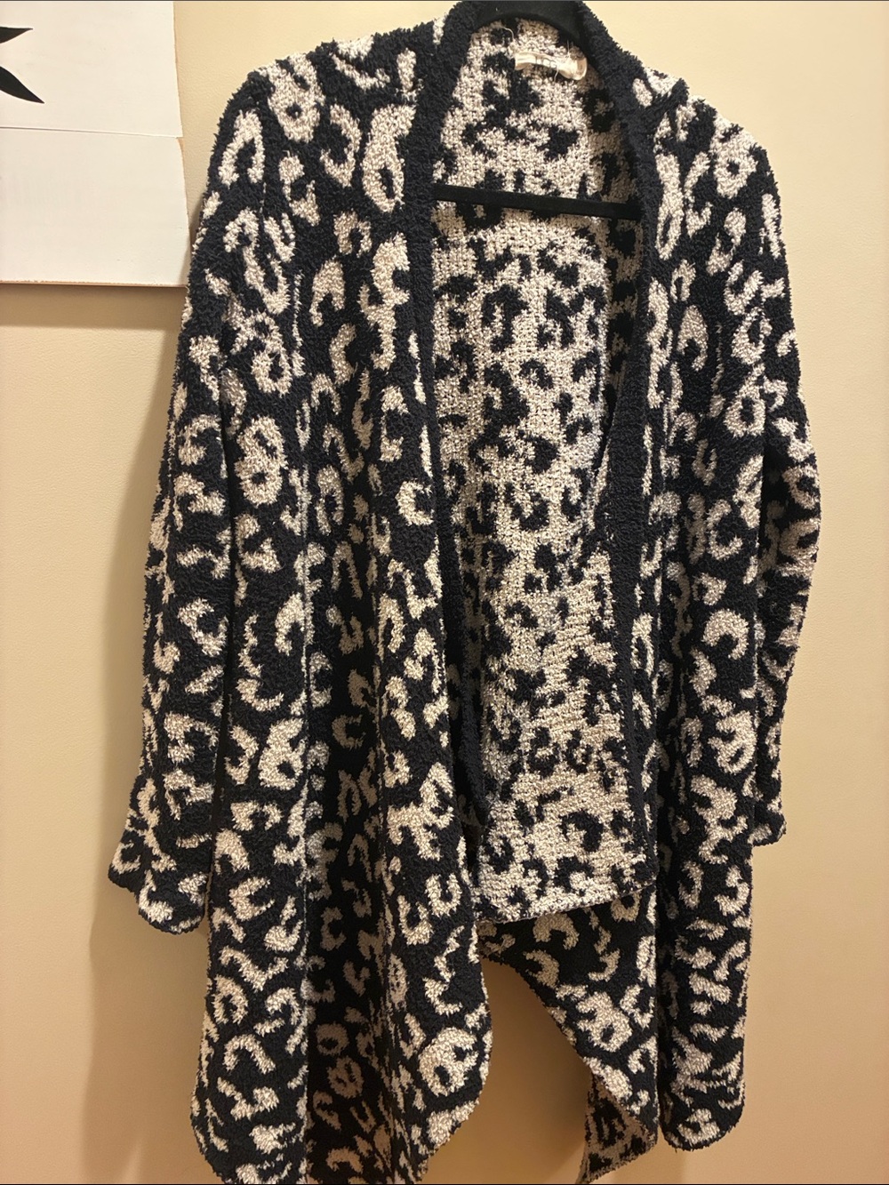 UGG Black & Cream Leopard-Print Cozy Open Cardigan